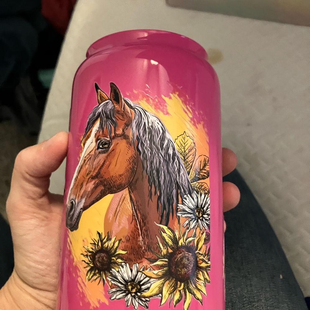 Pink Horse-Themed Tumbler